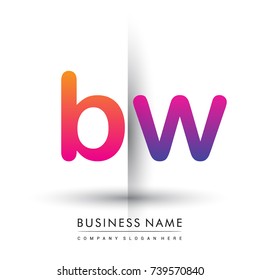 initial logo BW lowercase letter, orange and magenta creative logotype concept, modern and simple logo design.