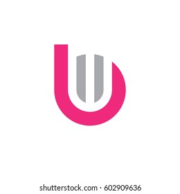 initial logo bw, wb, w inside b rounded letter negative space logo pink gray