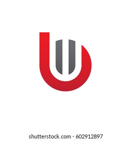 initial logo bw, wb, w inside b rounded letter negative space logo red gray