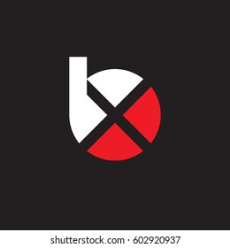 initial logo bx, xb, x inside b rounded letter negative space logo white red black background