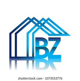 initial logo BZ with house icon, business logo and property developer.