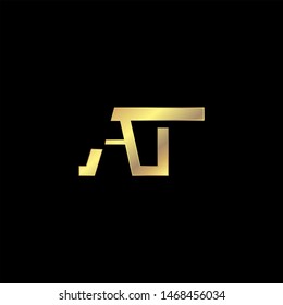 AT Initial logo Capital Letters Gold colors