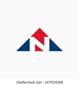 
Initial Logo Capital N with arrow up inside design sign vector. Template emblem for your business.