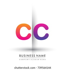 initial logo CC lowercase letter, orange and magenta creative logotype concept, modern and simple logo design.