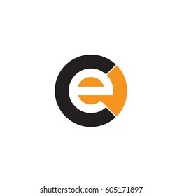 initial logo ce, ec, e inside c rounded letter negative space logo black orange