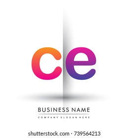 initial logo CE lowercase letter, orange and magenta creative logotype concept, modern and simple logo design.