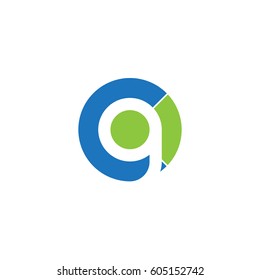 initial logo cg, gc, g inside c rounded letter negative space logo blue green
