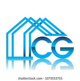 initial logo CG with house icon, business logo and property developer.