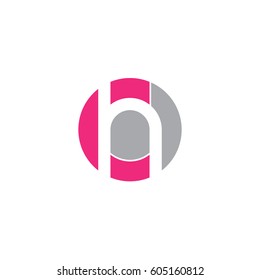 initial logo ch, hc, h inside c rounded letter negative space logo pink gray