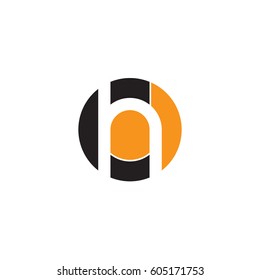 initial logo ch, hc, h inside c rounded letter negative space logo black orange