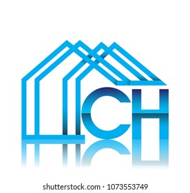initial logo CH with house icon, business logo and property developer.
