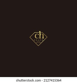 Logotipo inicial letra CH joyería diamante lujo elegante