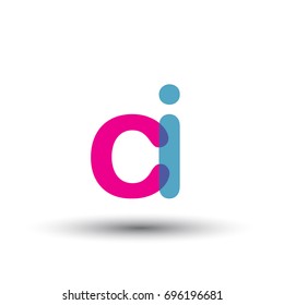 initial logo CI lowercase letter, blue and pink overlap transparent logo, modern and simple logo design.