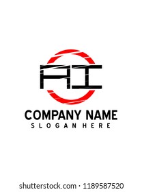 A I Initial logo with circle template vector