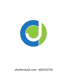 initial logo cj, jc, j inside c rounded letter negative space logo blue green