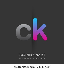 initial logo CK lowercase letter colored grey and blue, pink, creative logotype concept, modern and simple logo design, logo design concept for business and corporate identity.