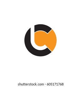 initial logo cl, lc, l inside c rounded letter negative space logo black orange