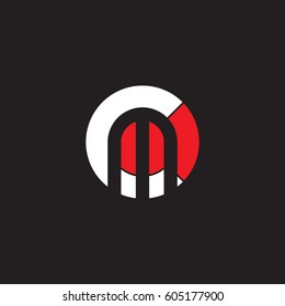 initial logo cm, mc, m inside c rounded letter negative space logo white red black background