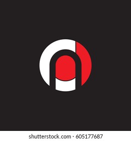 initial logo cn, nc, n inside c rounded letter negative space logo white red black background