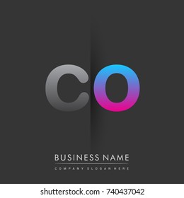 initial logo CO lowercase letter colored grey and blue, pink, creative logotype concept, modern and simple logo design, logo design concept for business and corporate identity.