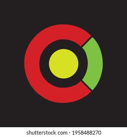 initial logo co, oc, o inside c rounded letter negative space logo red green