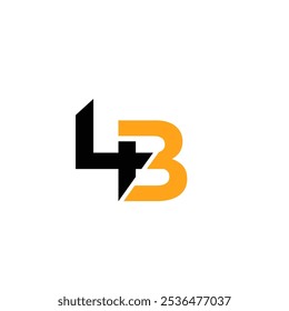 Initial logo, combining letter and number, B and 4, black and yellow