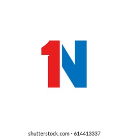 Initial logo, combining letter and number, N and 1, red blue