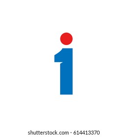 Initial logo, combining letter and number, i and 1, red blue