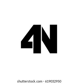 Initial logo, combining letter and number, N and 4, black