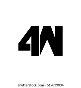 Initial logo, combining letter and number, W and 4, black