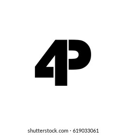 Initial logo, combining letter and number, P and 4, black