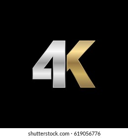 Initial logo, combining letter and number, K and 4, silver gold