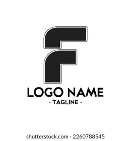 Initial Logo for company. Letter F. 2 Lines. Simple Logo Design