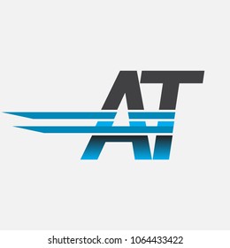 AT initial logo company name colored black and blue, Simple and Modern Logo Design.