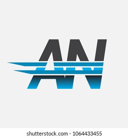 AN initial logo company name colored black and blue, Simple and Modern Logo Design.