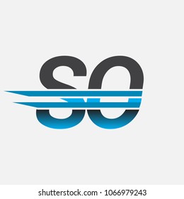 SO initial logo company name colored black and blue, Simple and Modern Logo Design.