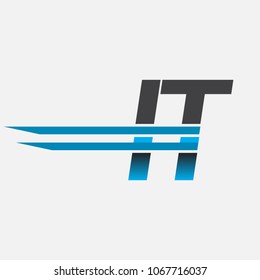 IT initial logo company name colored black and blue, Simple and Modern Logo Design.