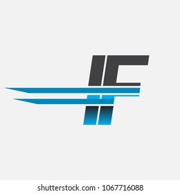 IF initial logo company name colored black and blue, Simple and Modern Logo Design.