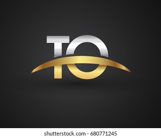 TO initial logo company name colored gold and silver swoosh design. vector logo for business and company identity.
