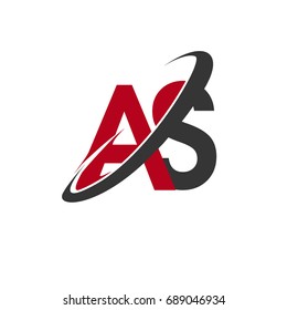 AS initial logo company name colored red and black swoosh design, isolated on white background. vector logo for business and company identity.