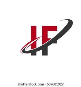 IF initial logo company name colored red and black swoosh design, isolated on white background. vector logo for business and company identity.