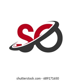 SO initial logo company name colored red and black swoosh design, isolated on white background. vector logo for business and company identity.