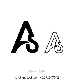 Initial logo concept with letter AS