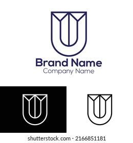 Concepto de logotipo inicial con letra U