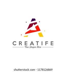 Initial A logo concepts template vector