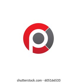 initial logo cp, pc, p inside c rounded letter negative space logo red gray