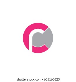 initial logo cr, rc, r inside c rounded letter negative space logo pink gray