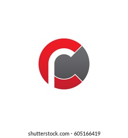 initial logo cr, rc, r inside c rounded letter negative space logo red gray