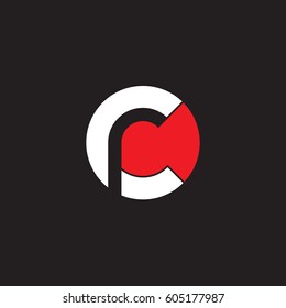 initial logo cr, rc, r inside c rounded letter negative space logo white red black background