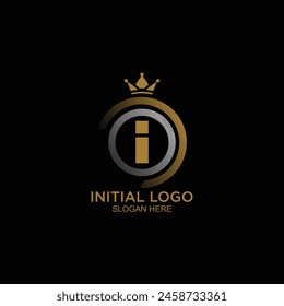 initial logo with crown icon, initial logo king